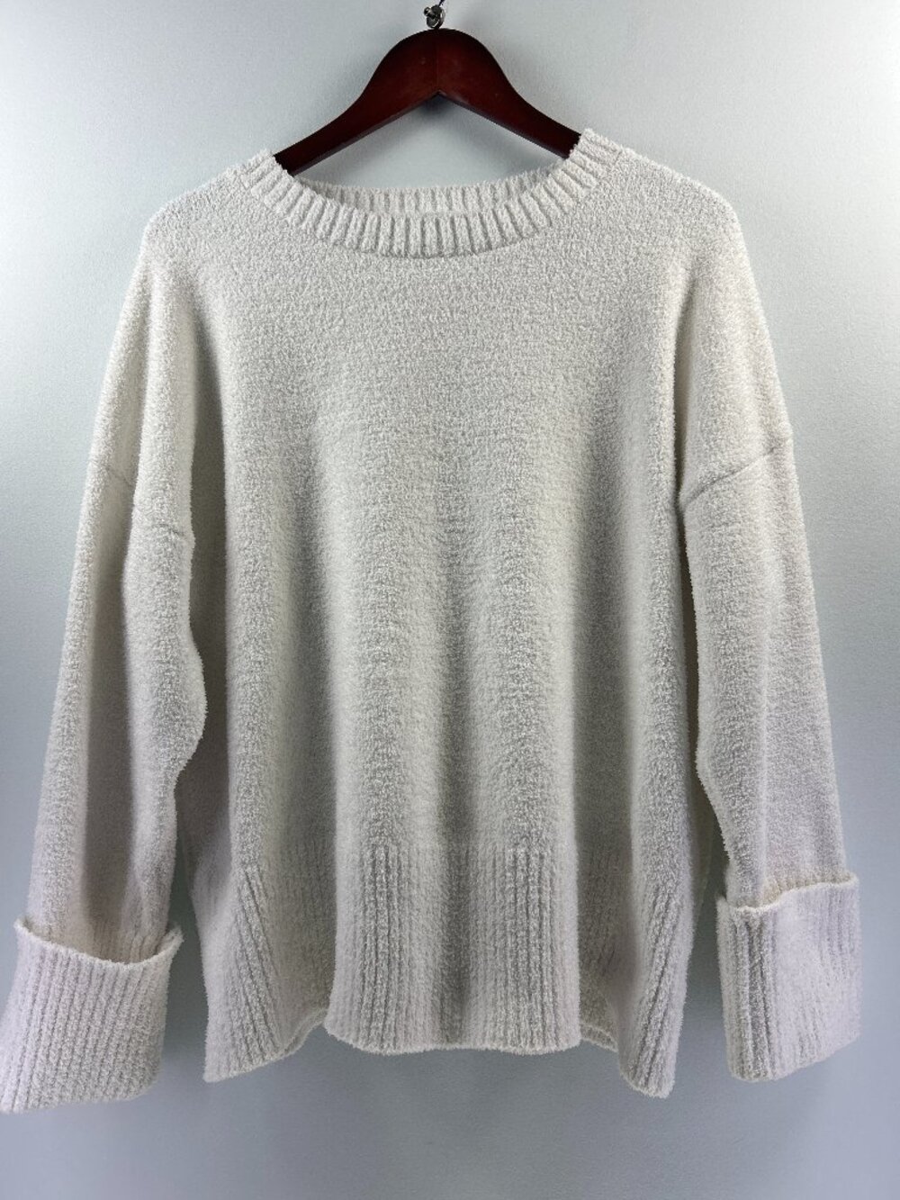 Anrabess Ivory Boucle Knit Crewneck Sweater Size XS